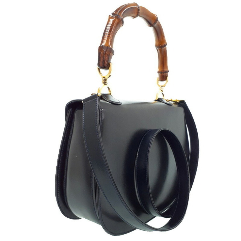 Gucci Top Handle Handbag Bag Leather Shoulder Bamboo